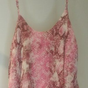 Pink Snake Print Ruffle Blouse